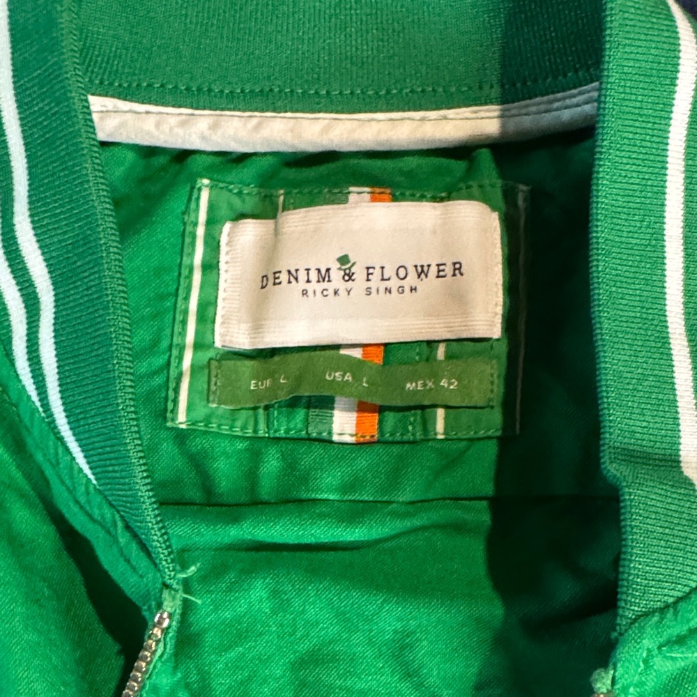 Denim & Flower Green Bomber Jacket - Picture 2 of 6